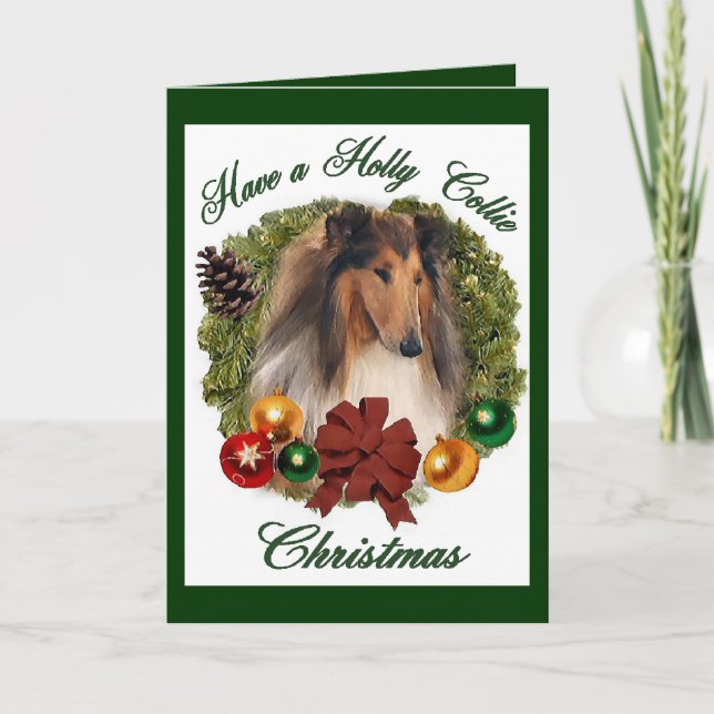 Cartão De Festividades Rough Collie Natal Gifts (Frente)