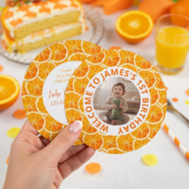 Cartão De Festividades Round Custom Photo & Citrus Birthday Invitation