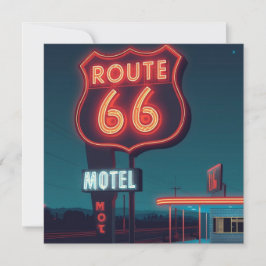 Cartão De Festividades Route 66 Neon Motel Night Travel Art