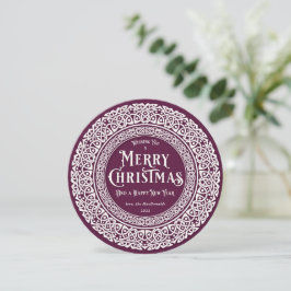 Cartão De Festividades Roxa Vintage Ameixa + Branco e Celta