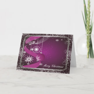 Cartão De Festividades Roxo e ornamento quadro prata
