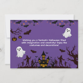 Cartão De Festividades Roxo e Preto Ilustrativo Halloween
