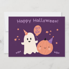 Cartão De Festividades Roxo Fofo Feliz Halloween