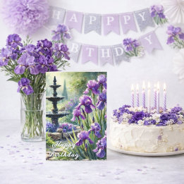 Cartão De Festividades Roxo Iriss Feliz Aniversário Saudação ou Primavera