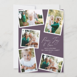 Cartão De Festividades Roxo multifoto elegante