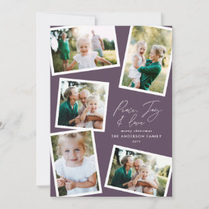 Cartão De Festividades Roxo multifoto elegante