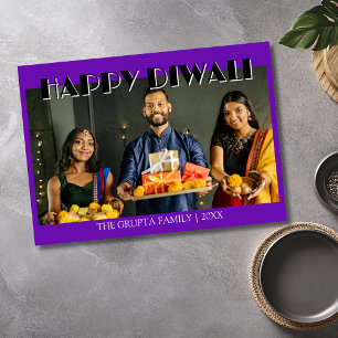 Cartão De Festividades Roxo Real Foto Feliz Diwali