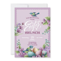 Roxo Verde Vintage Floral Brunch de Páscoa