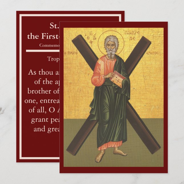Cartão De Festividades Rua, Andrew, o ícone do Apóstolo. (Frente/Verso)