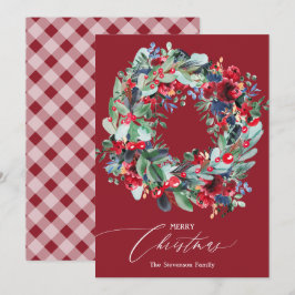 Cartão De Festividades Rua de Natal azul-marinho floral russa