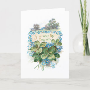 Cartão De Festividades Rua de Vintage, Shamrocks de Dia de Patrick