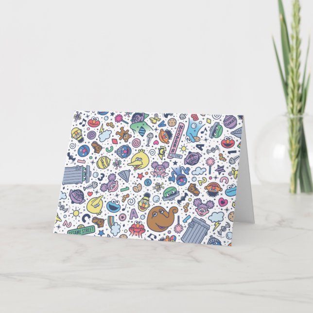 Cartão De Festividades Rua Sésamo | Padrão de porta do Sesame Pals (Frente)