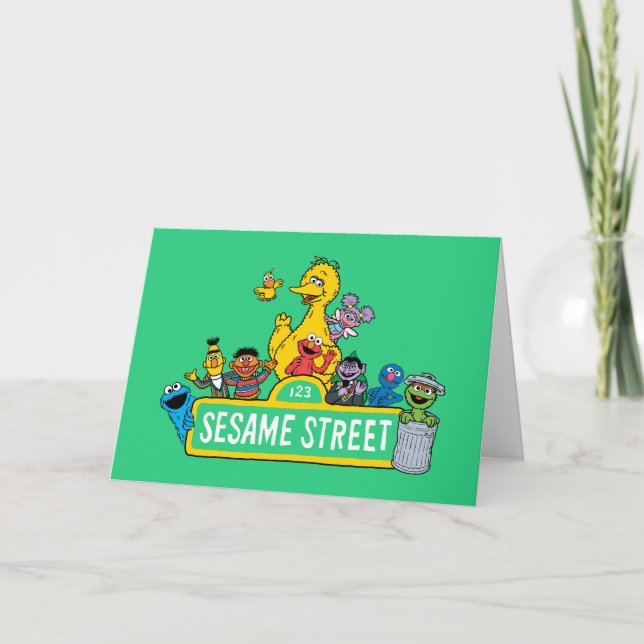Cartão De Festividades Rua Sésamo | Todos Em Torno Do Sésamo Street Sign (Frente)