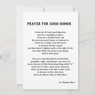 Cartão De Festividades Rua. Thomas More Prayer para um Bom Humor