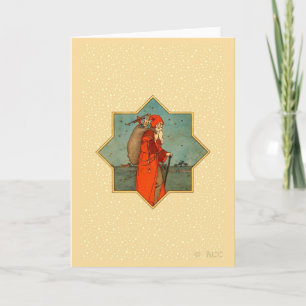 Cartão De Festividades Rua Vintage Red Papai Noel Nicholas