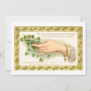 Cartão De Festividades Rua Vintage Shamrock. Poema do Dia de Patrick