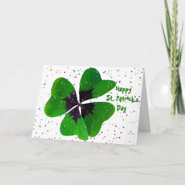 Cartão De Festividades Ruas de Shamrock Confetti. Dia dos Patricks (Frente)