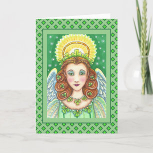 CARTÃO DE FESTIVIDADES RUAS. O DIA DE PATRICK SHAMROCK ANGEL, IRLANDÊS B