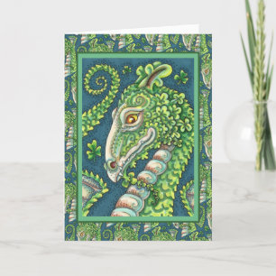 CARTÃO DE FESTIVIDADES RUAS. O GREEN SHAMROCK DRAGON DE PATRICK, FANTASIA