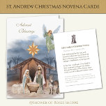 Cartão De Festividades Ruas Religiosas, Andrew Christmas Novena Prayer<br><div class="desc">Esta é uma bela imagem religiosa tradicional da Santa Família, Ruas. José e a Mãe Abençoada com o Bebê Jesus. A imagem acima da oração é Rua, Andrew com sua cruz. Todo texto e fontes podem ser modificados. Rua. Andrew Novena Prayer Hail e abençoado seja a hora e o momento...</div>