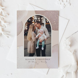 Cartão De Festividades Rubor Foto de Saudações da Temporada Moderna Brilh