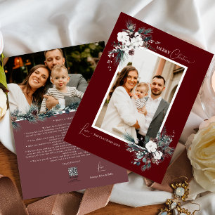 Cartão De Festividades Ruby Red Greenery Natais vintages Duas Foto