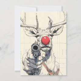 Cartão De Festividades Rudolph has a Gun Funny Adult Christmas Cards