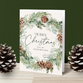Cartão De Festividades Ruptura de Pine de Aquarela Rustic