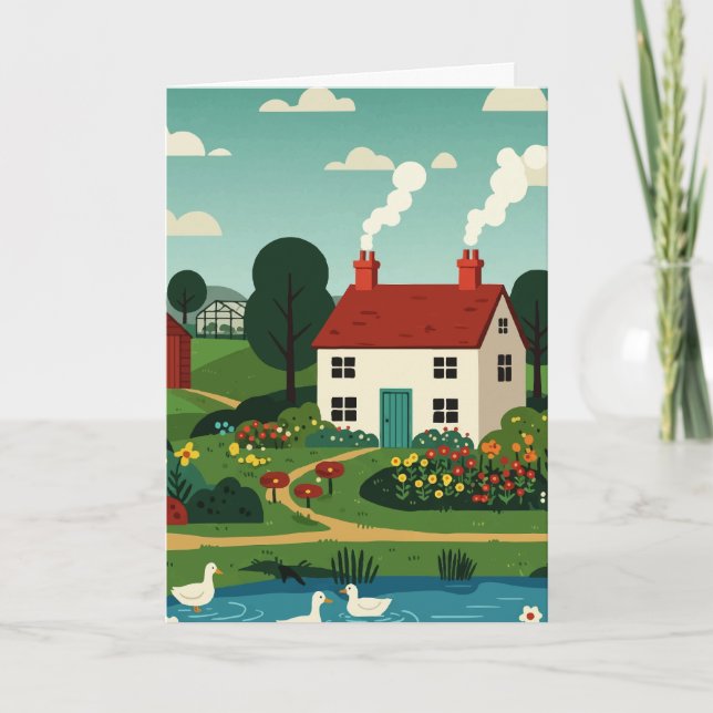 Cartão De Festividades Rural town (Frente)