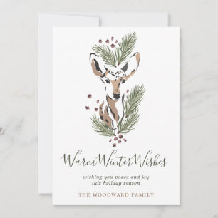 Cartão De Festividades Ruscolor Watercolor Deer Warm Winter Wish