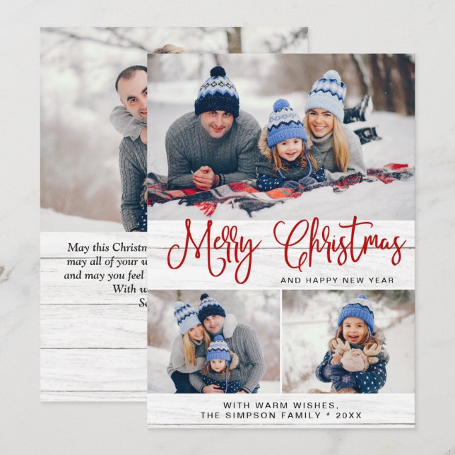 Cartão De Festividades Russo 4 FOTO Feliz Saudação de Natal (Frente/Verso)