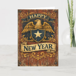 Cartão De Festividades Rustic Americana Eagle Shield New Year