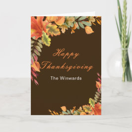 Cartão De Festividades Rustic Autumn Fall Leaves Thanksgiving Party