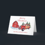 Cartão De Festividades Rustic Barn e Vintage Truck Feliz Natal<br><div class="desc">Cartão de Férias de Natal da Rússia</div>