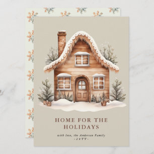 Cartão De Festividades Rustic Beige Home for Holidays Flat Holiday