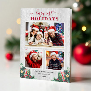 Cartão De Festividades Rustic Birch Mistletoe Happiest Holidays 3 Foto