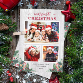 Cartão De Festividades Rustic Birch Mistletoe Merriest Natal 3 Foto