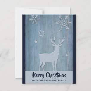 Cartão De Festividades Rustic Blue Reindet Natal