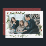 Cartão De Festividades Rustic Boho Greenery Feliz Natal 1 Foto<br><div class="desc">Este design de estilo boho neutro apresenta um verde de inverno mínimo, com porta de fotos com efeito de pincel seco e texto em cores de paleta de bolos. Adicione uma mensagem opcional na parte traseira ou altere o design do backer (3 opções disponíveis). DICA RÁPIDA: Para alterar a cor...</div>