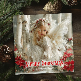 Cartão De Festividades Rustic Christmas angel editable festive greeting