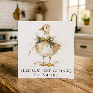 Cartão De Festividades Rustic Christmas Goose Duck Card