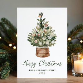 Cartão De Festividades Rustic Christmas Tree Ornaments Neutral Non-Photo