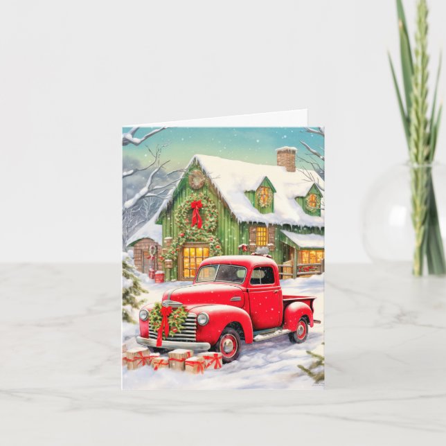 Cartão De Festividades Rustic Country Winter Homestead Merry Christmas (Frente)