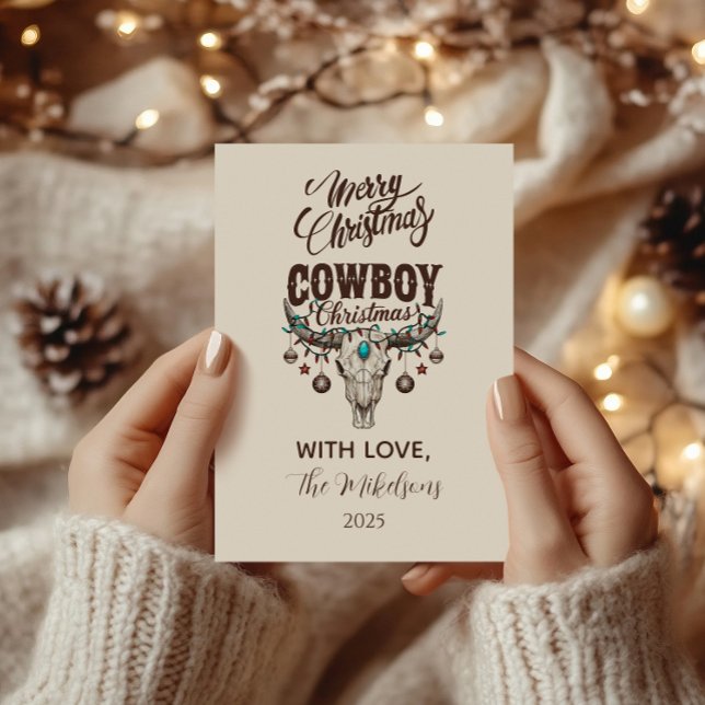 Cartão De Festividades Rustic Cowboy Christmas (Criador carregado)