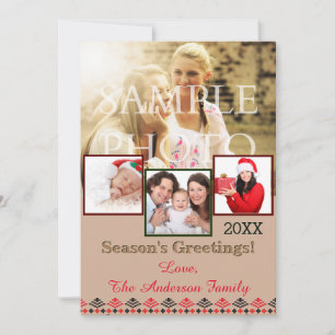 Cartão De Festividades Rustic Crochet Collage Holiday Photo Card