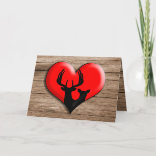 Cartão De Festividades Rustic Deer Heart Valentines Day