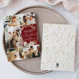 Cartão De Festividades Rustic Felry Christmas 5 Photo Red