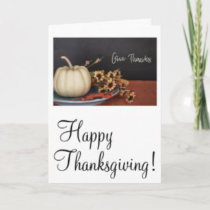 Cartão De Festividades Rustic Give Thanks Happy Thanksgiving Holiday