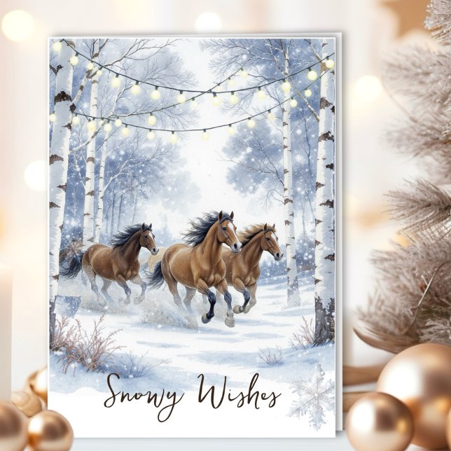 Cartão De Festividades Rustic Horse Christmas Card (Send enchanting holiday wishes with this magical Christmas design!
)