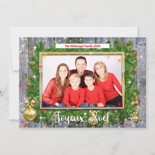 Cartão De Festividades Rustic Joyeux Noel French Christmas Wreath Photo